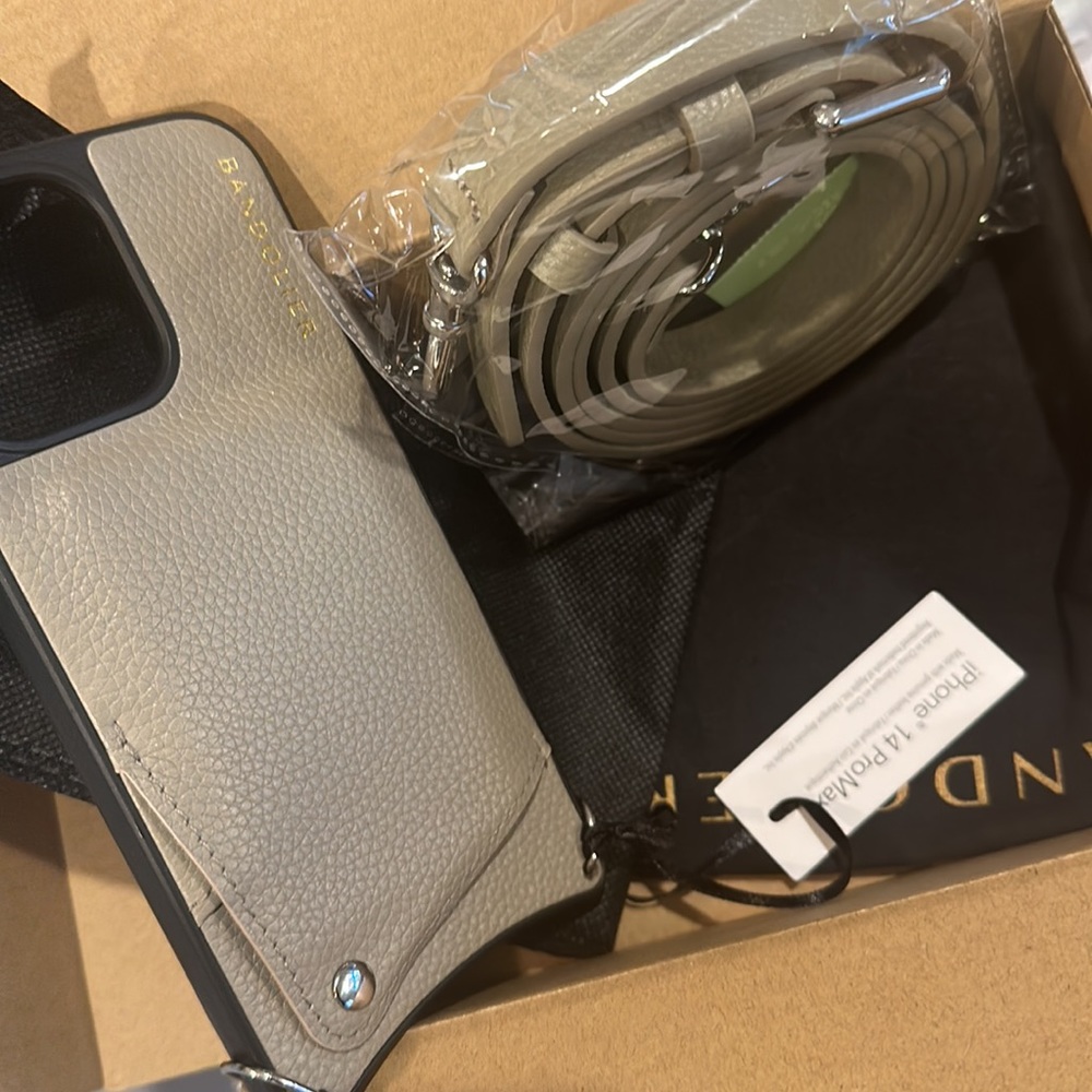 BANDOLIER 14 MAX PRO IPHONE📱EMMA GEIEGE/SILVER CROSSBODY CASE WITH HAILEY STRAP